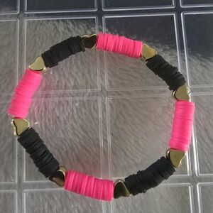 Clay Beaded Bracelet with Gold Accents